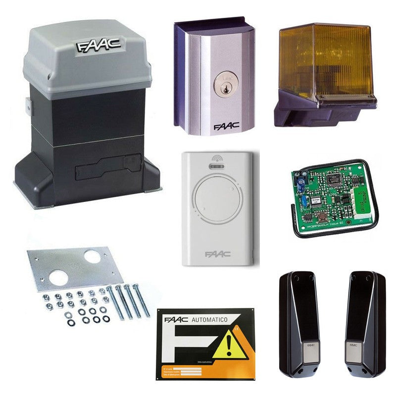 Kit Automazione Cancello Scorrevole 600 Kg 230V | Motoriduttore + Fotocellule + Telecomando | FAAC PraticoKit 746